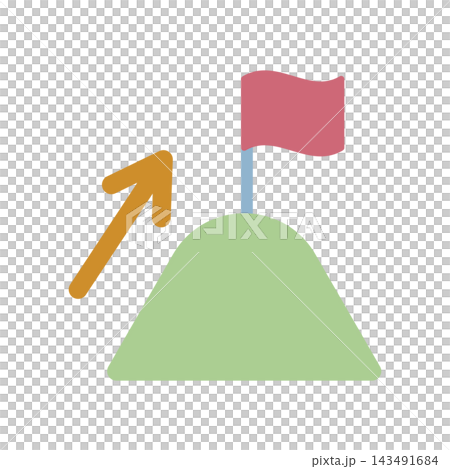 A mountain and flag icon representing goal achievement and progress. A mountain and flag icon representing goal achievement and progress. 143491684