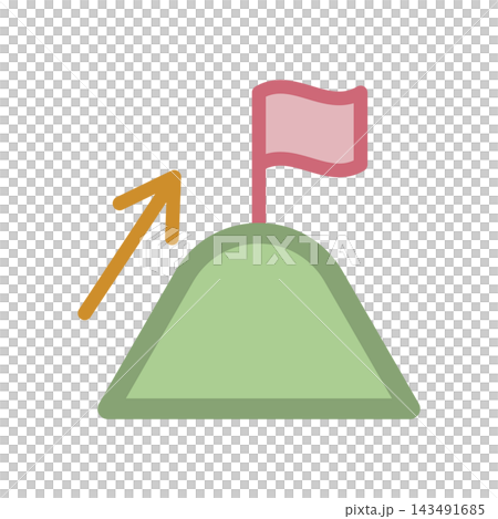 A mountain and flag icon representing goal achievement and progress. A mountain and flag icon representing goal achievement and progress. 143491685