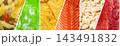 Fast food and healthy nutrition split screen collage, salmon, popcorn and pizza background 143491832