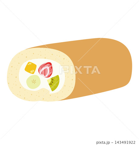 1本のフルーツロールケーキのイラスト 143491922