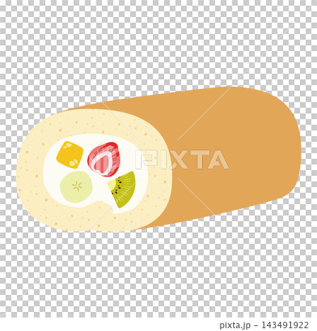 1本のフルーツロールケーキのイラスト 143491922