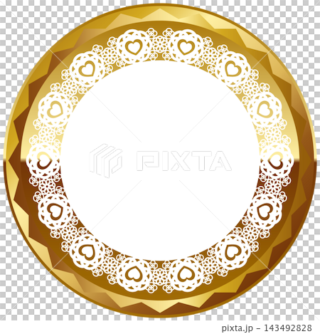Luxurious lace frame in white and gold. Luxurious lace frame in white and gold. 143492828