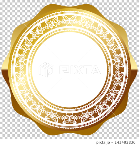 白色和金色相間的奢華蕾絲相框。 143492830