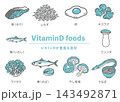 ビタミンDが豊富な食材セットのイラスト 143492871