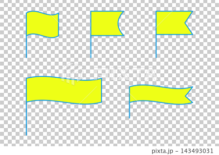 A set of 5 simple flag icons with a color and light blue line. A set of 5 simple flag icons with a color and light blue line. 143493031