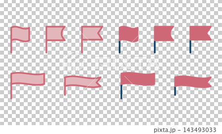A set of icons for red flags in various shapes. 143493033