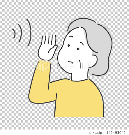 Illustration of a middle-aged woman with hearing difficulties Illustration of a middle-aged woman with hearing difficulties 143493043