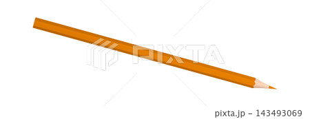 Single sharpened Orange wooden pencil isolated on pure white background for design asset 143493069
