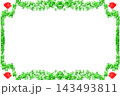 Blue dark gradient frame with roses and green curves by side 143493811