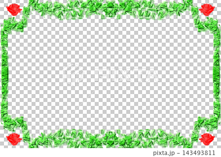 Blue dark gradient frame with roses and green curves by side 143493811