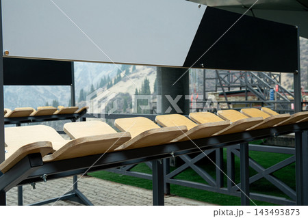 Wooden xylophone arranged on sturdy frame offers a vibrant sound experience Wooden xylophone arranged on sturdy frame offers a vibrant sound experience 143493873