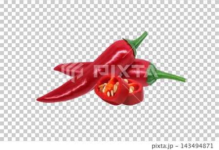 Realistic illustration of a red chili pepper. Realistic illustration of a red chili pepper. 143494871