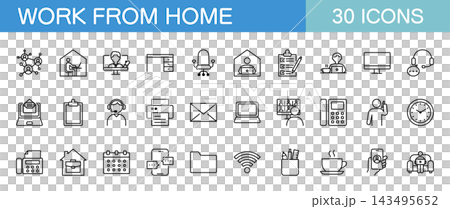 Line icon set related to working from home 143495652
