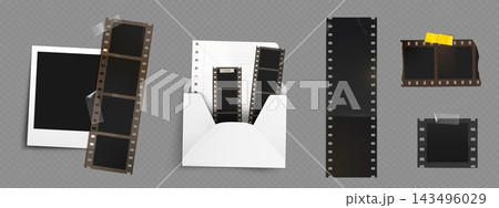 Vintage film strip set with retro negative frames 143496029
