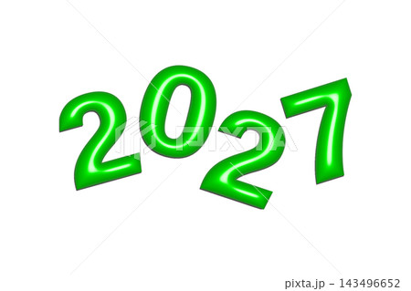 Green 2027 Numbers Graphic Celebrating New Year Concept With Bold Shiny Digits On White 143496652