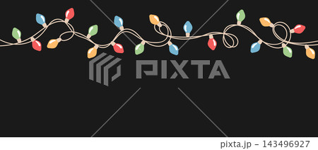 Multicolor Christmas String Lights Background. Christmas background with light bulbs. 143496927