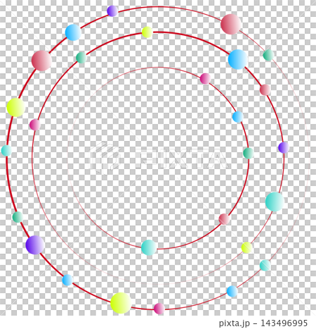 Colorful round frame with polka dots; includes space for copy and title; red color. Colorful round frame with polka dots; includes space for copy and title; red color. 143496995