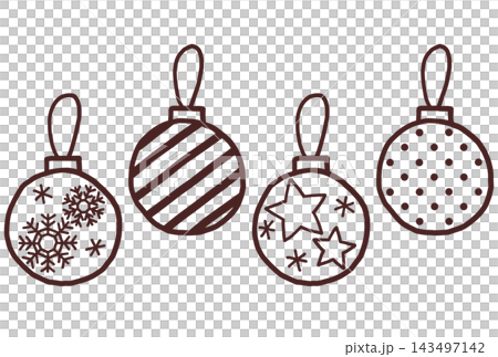 Cute line art illustration material of Christmas ornament balls Cute line art illustration material of Christmas ornament balls 143497142