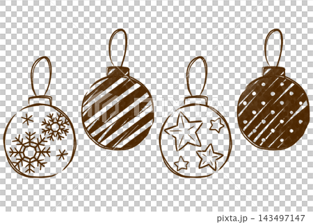 Cute monochrome illustration material of Christmas ornament balls 143497147