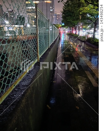 雨の夜の東京駅近くの風景 雨の夜の東京駅近くの風景 143498254