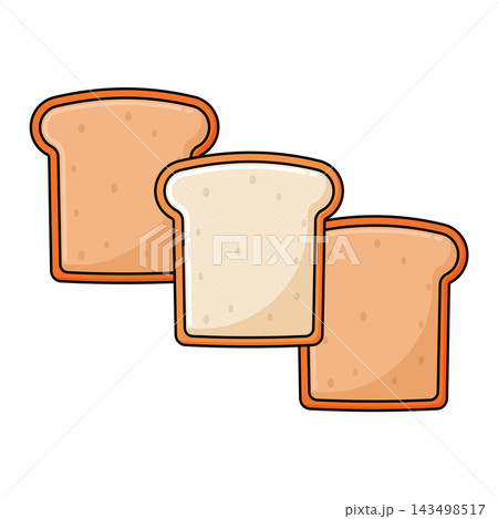 Slices of Toasted Bread Flat Design on White Background Slices of Toasted Bread Flat Design on White Background 143498517