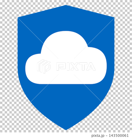 Shield and Cloud: A blue shield with white clouds outlined on it. Shield and Cloud: A blue shield with white clouds outlined on it. 143500061