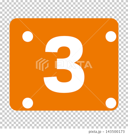 Bib: Orange cloth with the number 3 in white Bib: Orange cloth with the number 3 in white 143500173