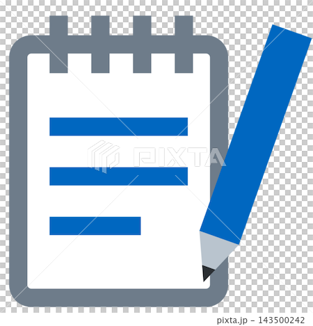 Notebook and pen: A ring notebook with blue ruled lines and a blue pen. Notebook and pen: A ring notebook with blue ruled lines and a blue pen. 143500242