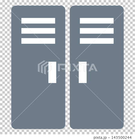 A locker with two gray doors side by side. A locker with two gray doors side by side. 143500244