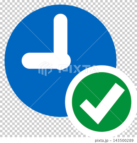 Clock and check Blue clock and green check Clock and check Blue clock and green check 143500289