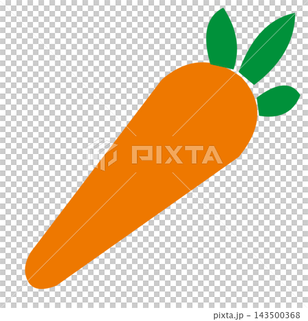 Carrot: A slanted orange root with green leaves. Carrot: A slanted orange root with green leaves. 143500368