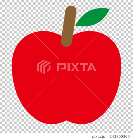 Apple: Red flesh with a brown stem and green leaves Apple: Red flesh with a brown stem and green leaves 143500369