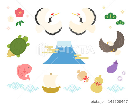 正月・年賀状の縁起物イラストセット 143500447