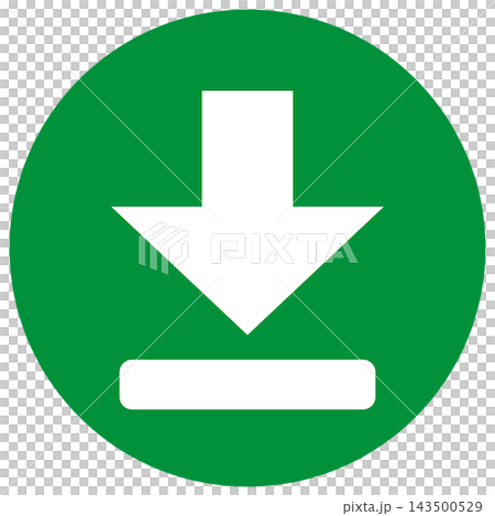 A downward arrow in a circle; a white download icon in a green circle. A downward arrow in a circle; a white download icon in a green circle. 143500529