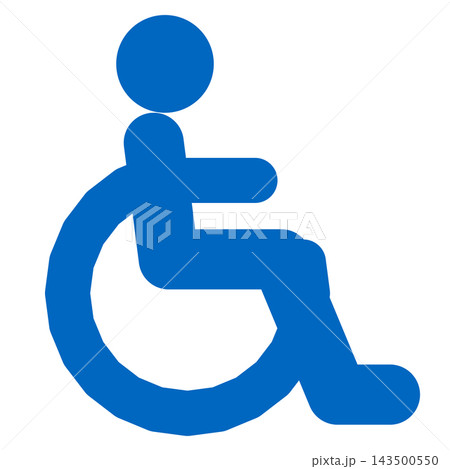 車いすの人物 青い人と大きな車輪 車いすの人物 青い人と大きな車輪 143500550