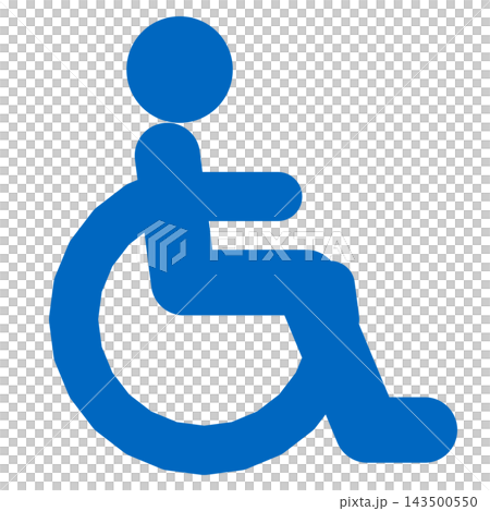 車いすの人物 青い人と大きな車輪 車いすの人物 青い人と大きな車輪 143500550