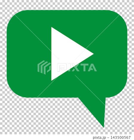 Speech bubble with play button; green with rounded corners and a white triangle. Speech bubble with play button; green with rounded corners and a white triangle. 143500567