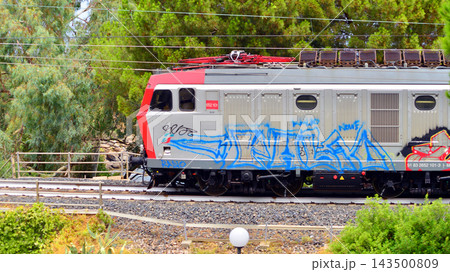 Cefalu, Italy. 24 August 2026. Trenitalia E.464.343 is an Italian electric locomotive belonging to the FS E.464 series, designed primarily for regional and suburban train services. This vehicle operat 143500809