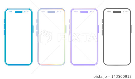 カラフルなグラデーションとスマートフォンの立体セット カラフルなグラデーションとスマートフォンの立体セット 143500912