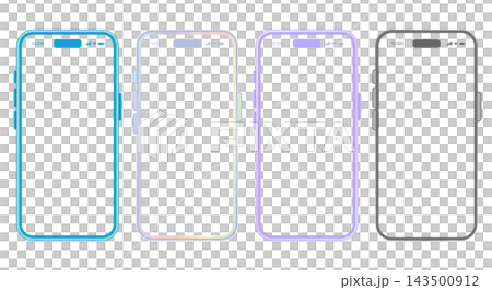 カラフルなグラデーションとスマートフォンの立体セット カラフルなグラデーションとスマートフォンの立体セット 143500912