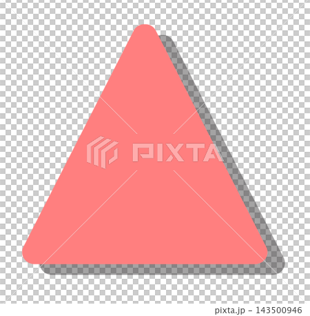 A light red triangle shape with rounded corners and a shadow in the bottom right corner, which can be used as a background or icon base. 143500946