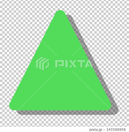 A rounded green triangle shape with a shadow in the bottom right corner, which can be used as a background or icon base. 143500956