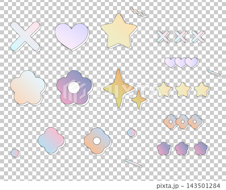 Pastel gradient Y2K icon and shape vector set Pastel gradient Y2K icon and shape vector set 143501284