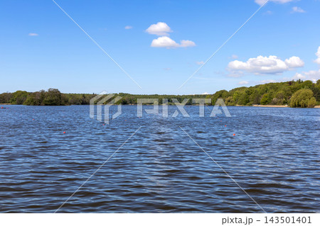 Canoe training area on Lyngby Lake near Copenhagen Denmark. 143501401