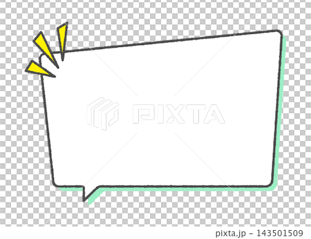 Hand-drawn speech bubble with eye-catching pop elements - Simple rectangular line art frame illustration material 143501509