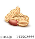 Realistic peanut in nutshell, kernels and peeled halves on white background. 3D nuts for organic product package design. Raw groundnut seeds for healthy diet. Natural products. 143502666