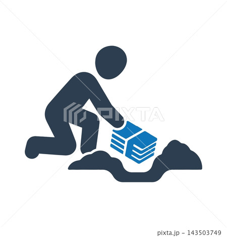 Person burying a stack of papers in the ground icon Person burying a stack of papers in the ground icon 143503749