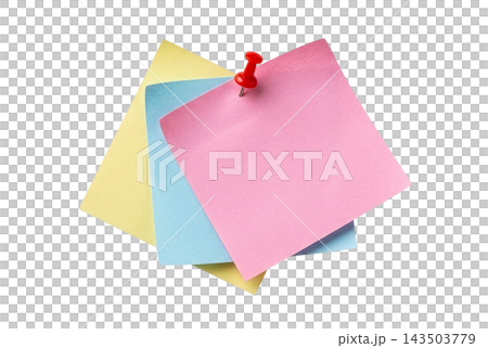 Stunning tripple pinned paper note Stunning tripple pinned paper note 143503779