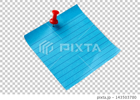 Tilt pinned empty blue line paper note Tilt pinned empty blue line paper note 143503780