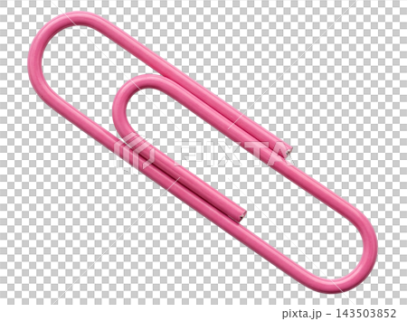 Isolated clean pink paper clip element Isolated clean pink paper clip element 143503852